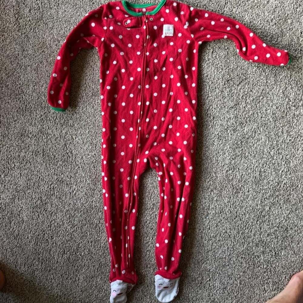 Just One You by Carter's Christmas Footed Pajamas Size 4T Red Polka Dot